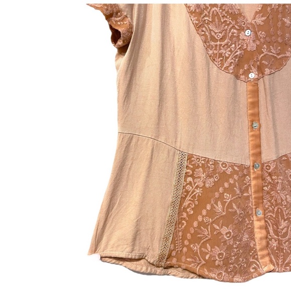 Anthropologie Tiny Talia Blouse Peplum Top in Dusty Blush Rose Size Medium - Picture 5 of 5